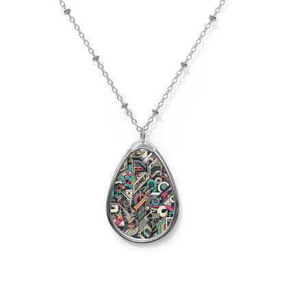 Digital Street Art Urban Street Style Oval Necklace - 8404 Design-74