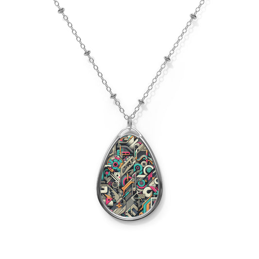Digital Street Art Urban Street Style Oval Necklace - 8404 Design-74