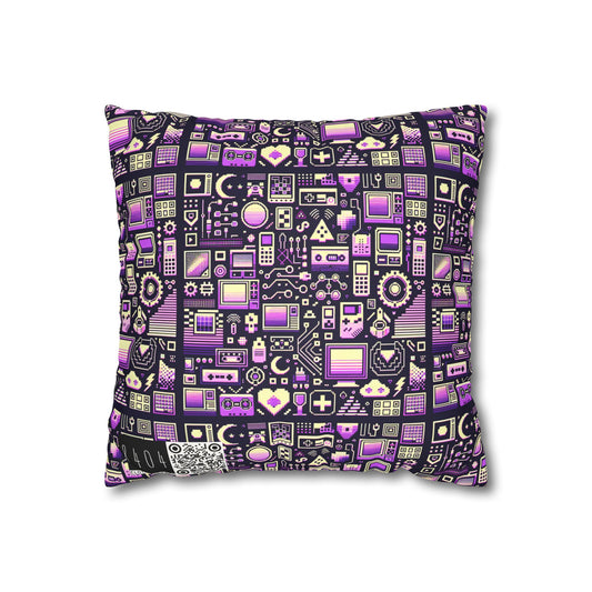 Digital Nostalgia Remix Modern Vintage Fusion Faux Suede Square Pillowcase - 8404 Design-54