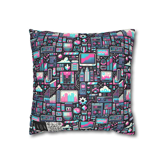 Digital Rebellion Youthful Streetwear with a Rebellious Digital Twist Faux Suede Square Pillowcase - 8404 Design-71