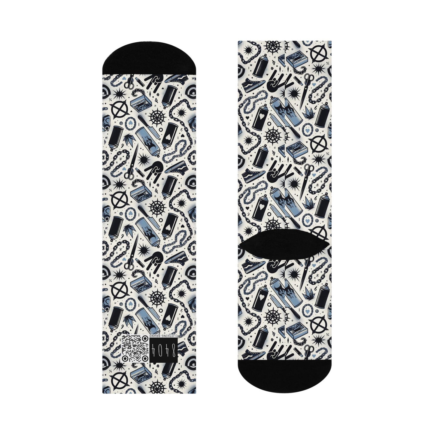 Cultural Rebellion Graphics Edgy and Rebellious With a Hint of Nostalgia Cushioned Crew Socks - 8404 Design-57
