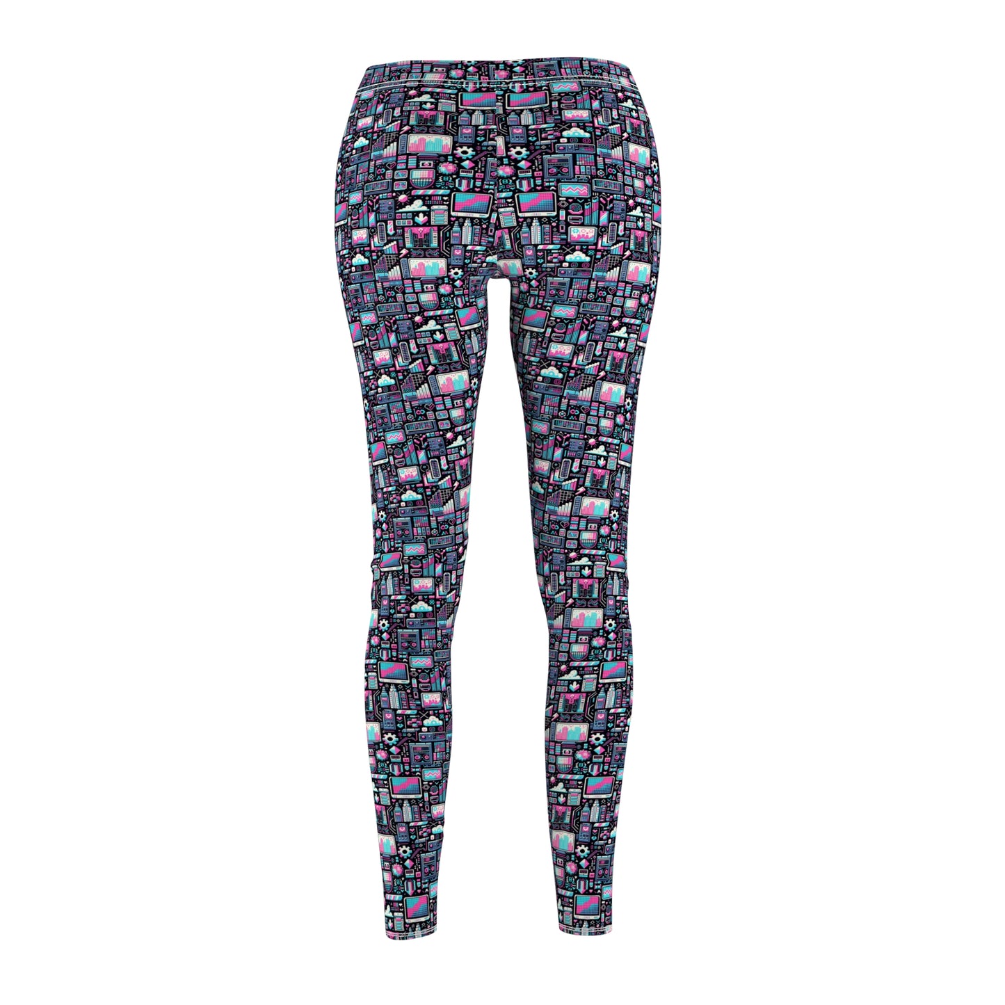 Digital Rebellion Youthful Streetwear with a Rebellious Digital Twist Women's Cut & Sew Casual Leggings - 8404 Design-71