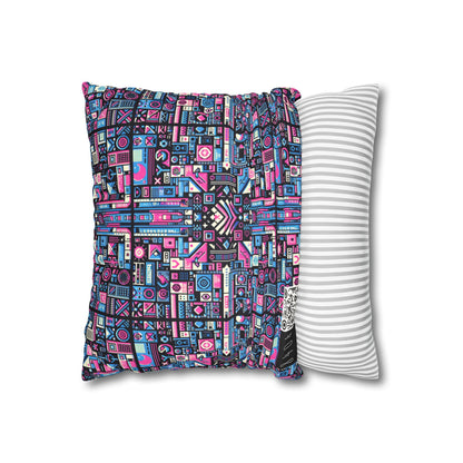Digital Rebellion Youthful Streetwear with a Rebellious Digital Twist Faux Suede Square Pillowcase - 8404 Design-65