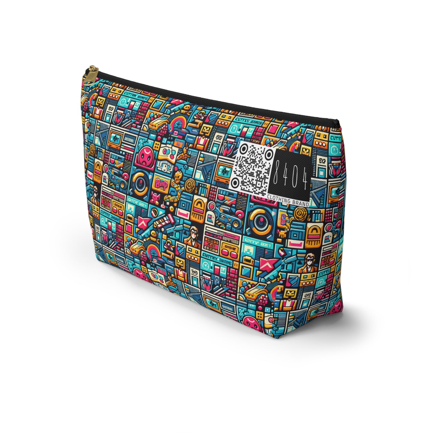 Digital Pop Culture Mashup Maximalist Pop Accessory Pouch W T-bottom - 8404 Design-47