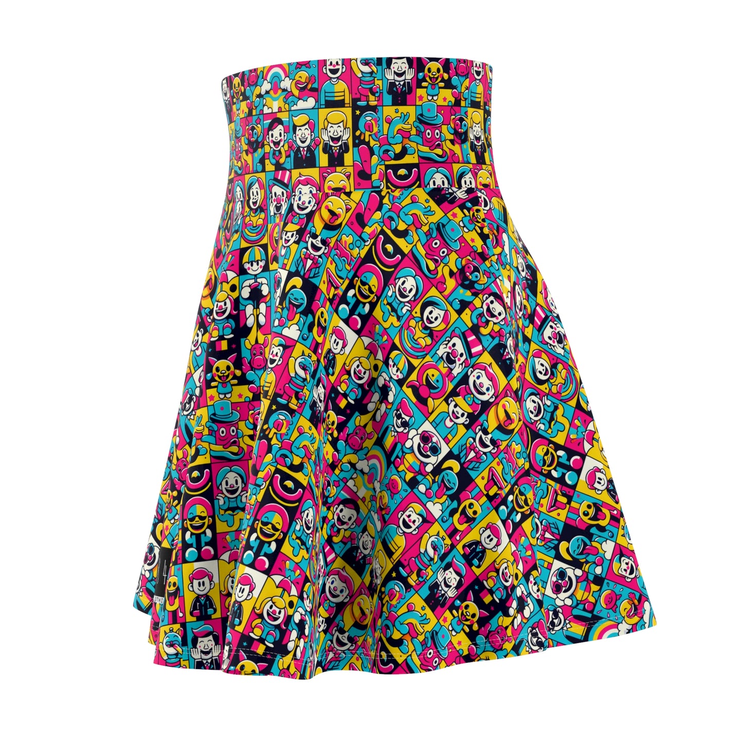 Neon Pop Playful Pop Culture Mashup Women's Skater Skirt - 8404 Design-60