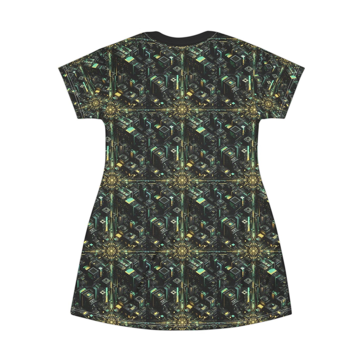 Tech Noir Graphics Tech-Inspired Streetwear T-Shirt Dress - 8404 Design-66