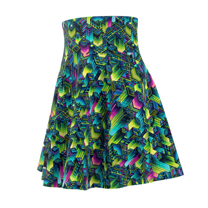 Tech-Infused Neon Tech-Forward Streetwear Women's Skater Skirt - 8404 Design-65
