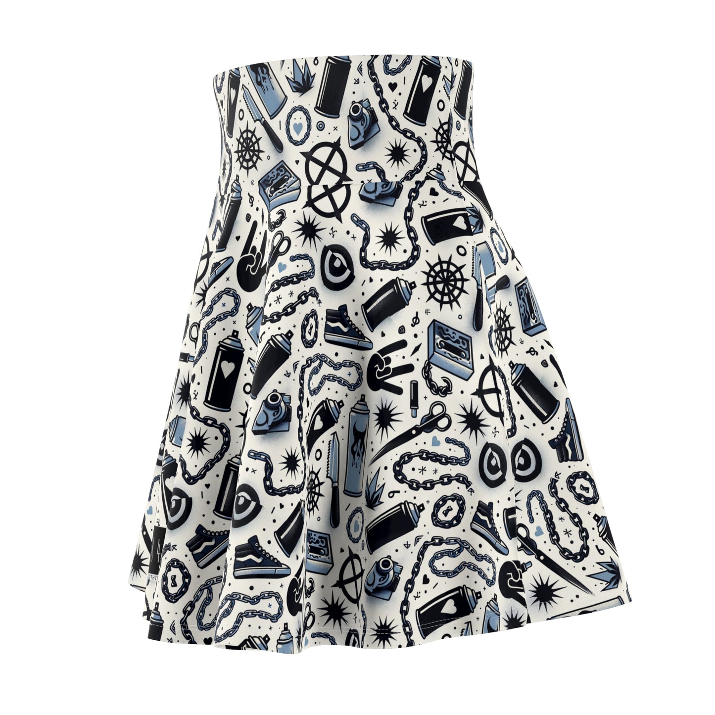 Cultural Rebellion Graphics Edgy and Rebellious With a Hint of Nostalgia Women's Skater Skirt - 8404 Design-57