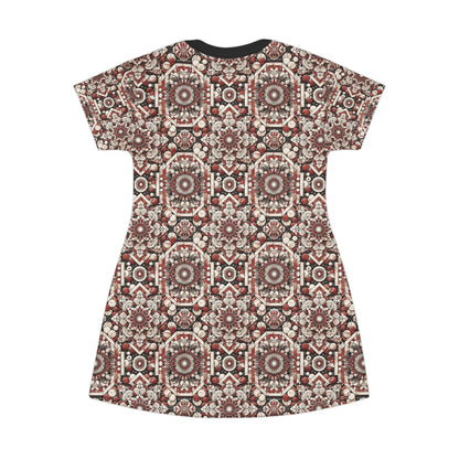 Neo Jomon Sculptural Aesthetics Artisanal Streetwear T-Shirt Dress - 8404 Design-55