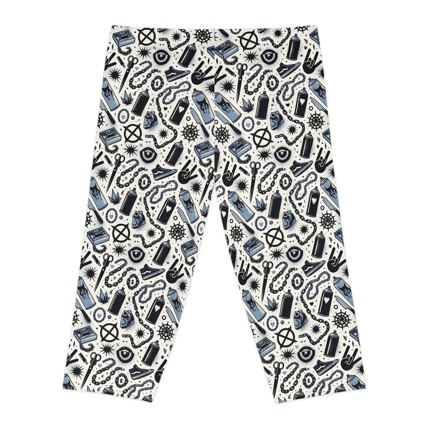 Cultural Rebellion Graphics Edgy and Rebellious With a Hint of Nostalgia Women's Capri Leggings - 8404 Design-57