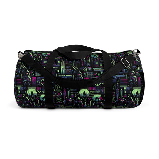 Tech Noir Futuristic Cyberpunk Duffel Bag - 8404 Design-63