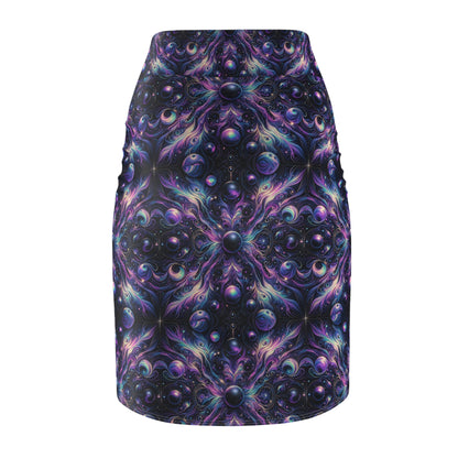 Galactic Hues Tech-Forward Cosmic Fusion Women's Pencil Skirt - 8404 Design-41