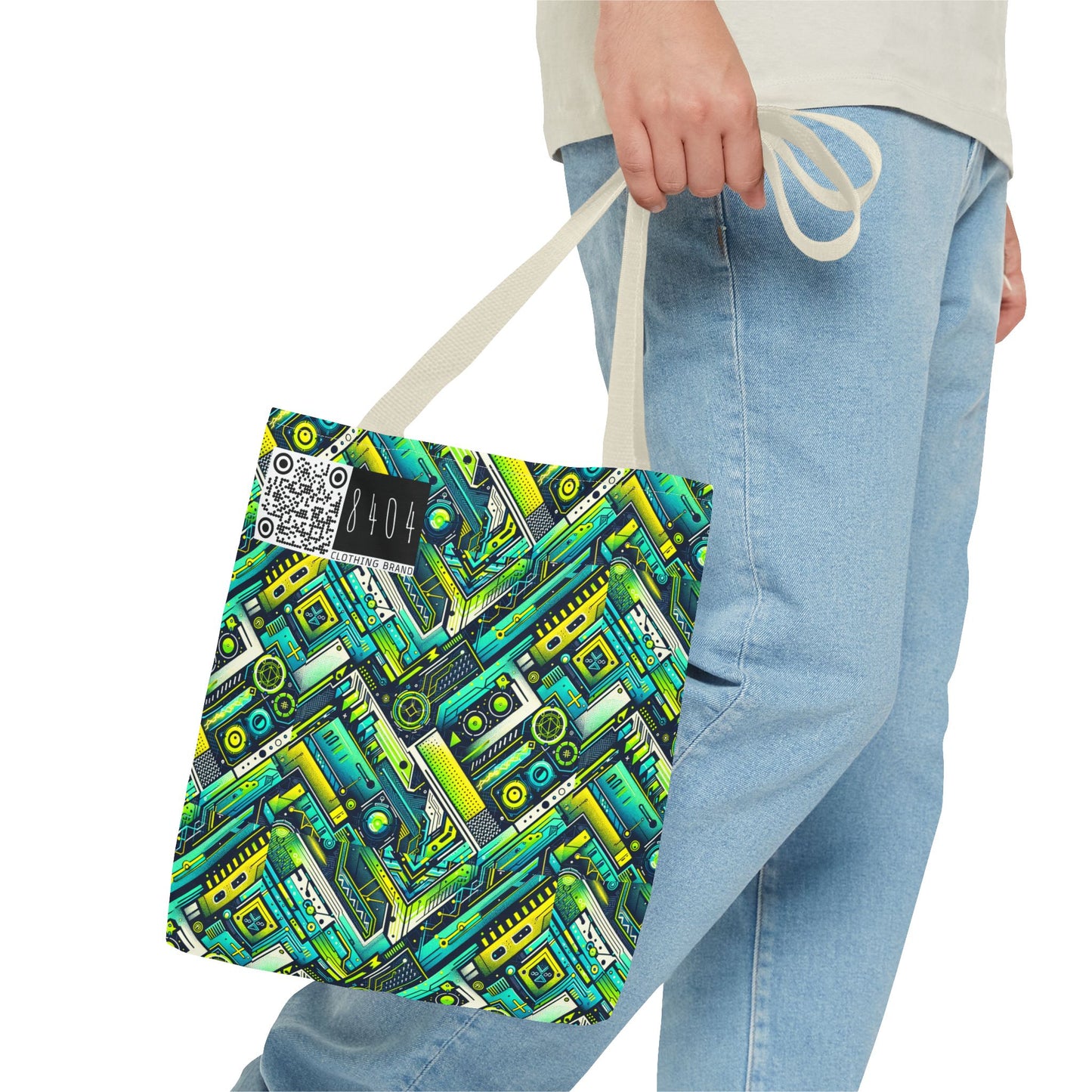 Tech-Infused Neon Tech-Forward Streetwear Tote Bag - 8404 Design-52