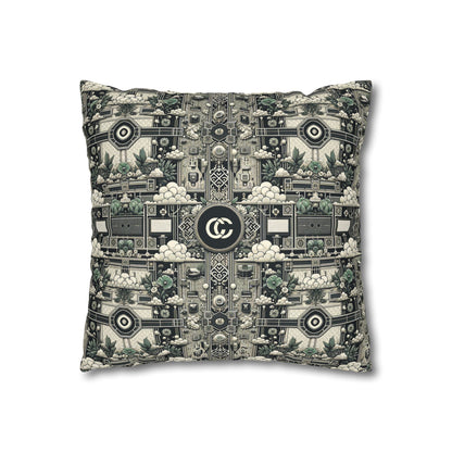 Cyber Garden Party Tech Garden Extravaganza Spun Polyester Square Pillowcase - 8404 Design-54