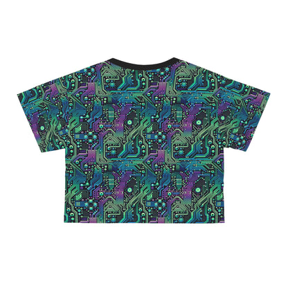 Tech-Infused Neon Tech-Forward Streetwear Crop Tee - 8404 Design-66