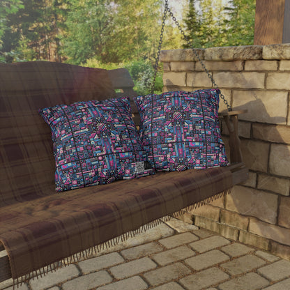 Digital Rebellion Youthful Streetwear with a Rebellious Digital Twist Outdoor Pillow - 8404 Design-65