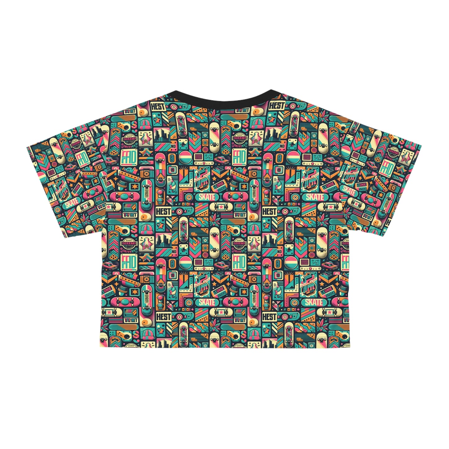 Skate Culture Revival Urban Retro Cool Crop Tee - 8404 Design-61