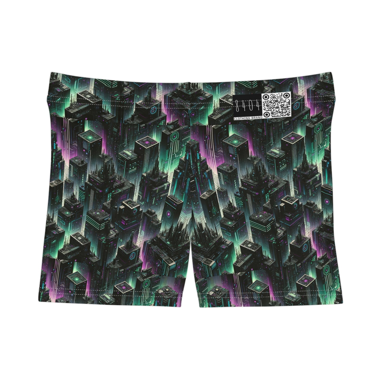 Tech Noir Aesthetics Tech-Forward Urban Dystopia Women's Shorts - 8404 Design-44