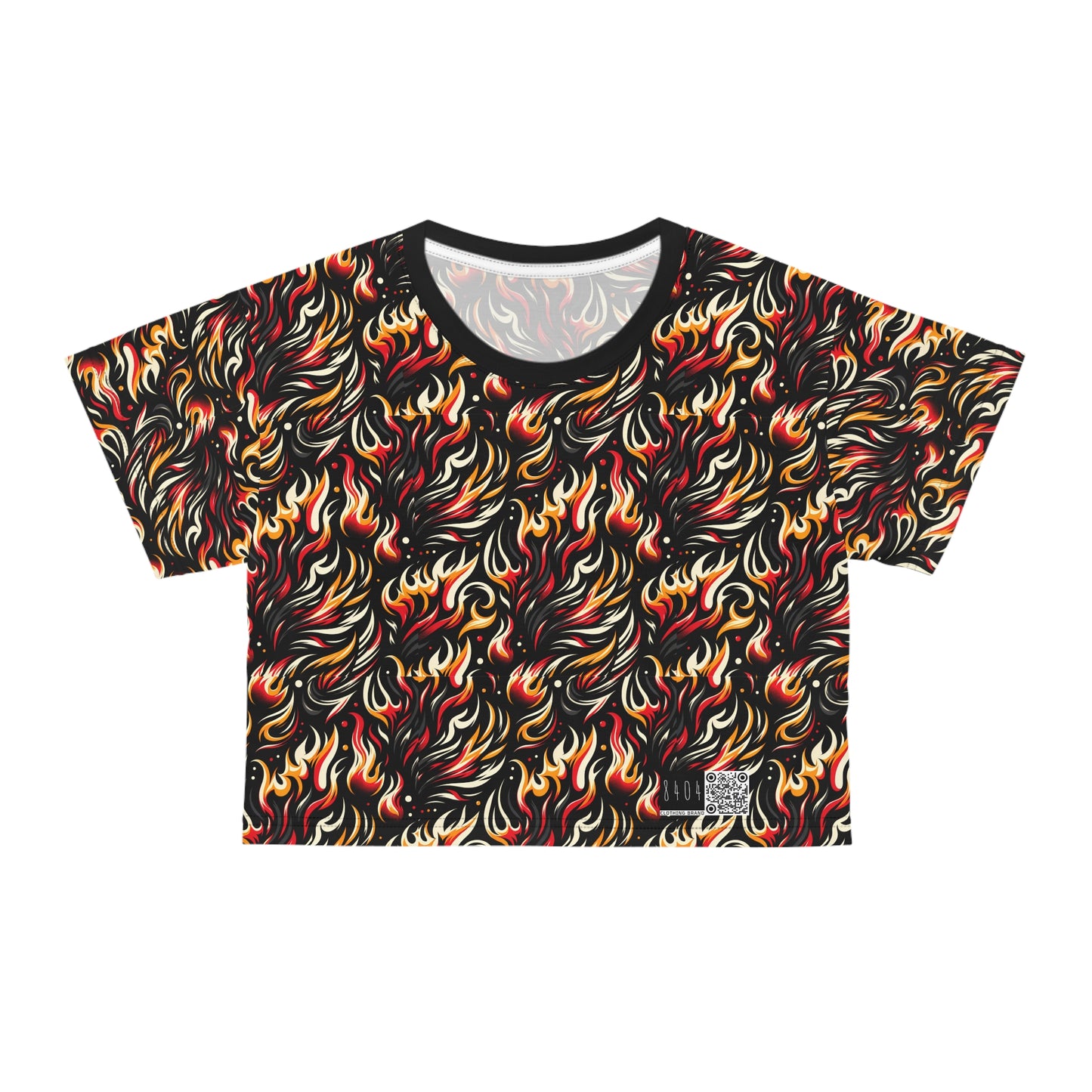 Fire & Flames Bold Streetwear Statement Crop Tee - 8404 Design-60