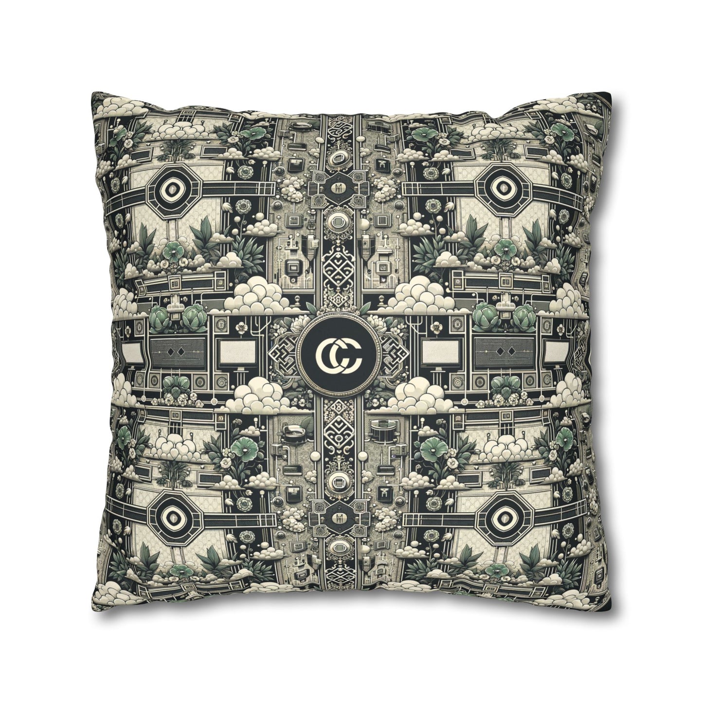 Cyber Garden Party Tech Garden Extravaganza Faux Suede Square Pillowcase - 8404 Design-54