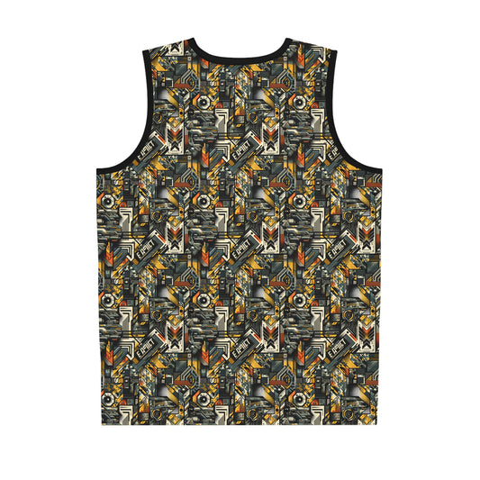 Digital Punk Futuristic Grunge Basketball Jersey - 8404 Design-49