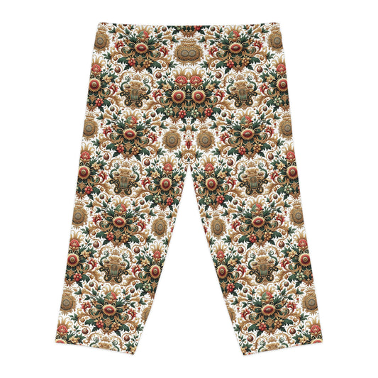 Monogram Madness Luxurious Streetwear Women's Capri Leggings - 8404 Design-68