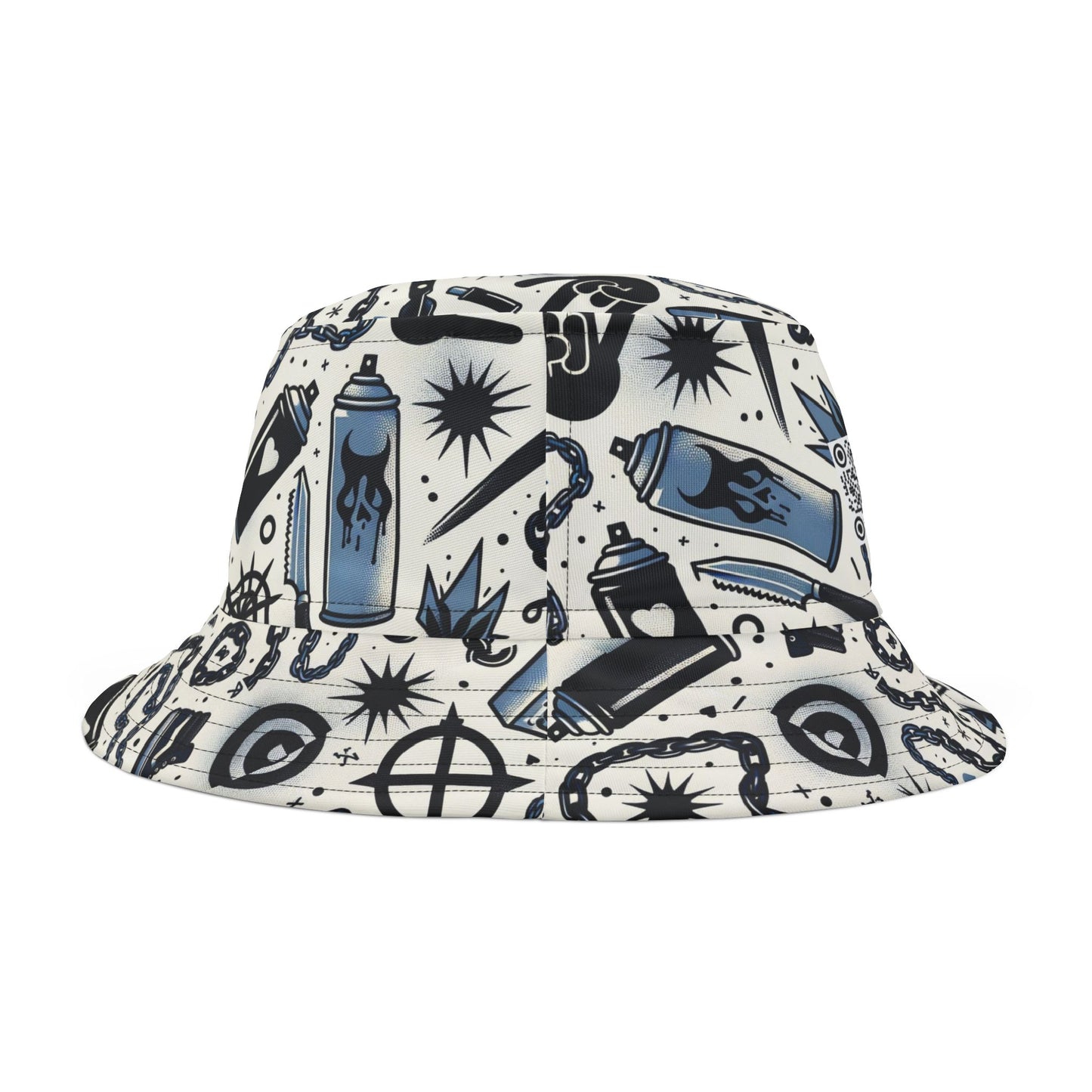 Cultural Rebellion Graphics Edgy and Rebellious With a Hint of Nostalgia Bucket Hat - 8404 Design-57