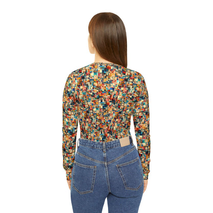 Digital Artistic Expression Artistic Streetwear Women's Long Sleeve V-Neck Shirt - 8404 Design-46