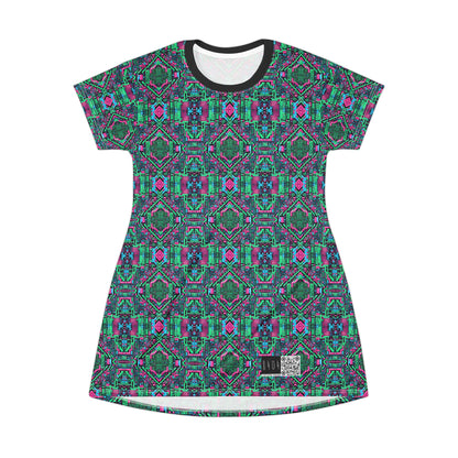 Digital Glitch Vibes Tech-Inspired Streetwear T-Shirt Dress - 8404 Design-71