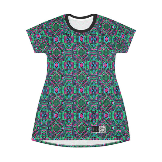 Digital Glitch Vibes Tech-Inspired Streetwear T-Shirt Dress - 8404 Design-71