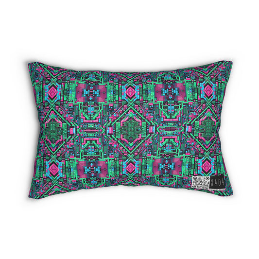 Digital Glitch Vibes Tech-Inspired Streetwear Spun Polyester Lumbar Pillow - 8404 Design-71 B
