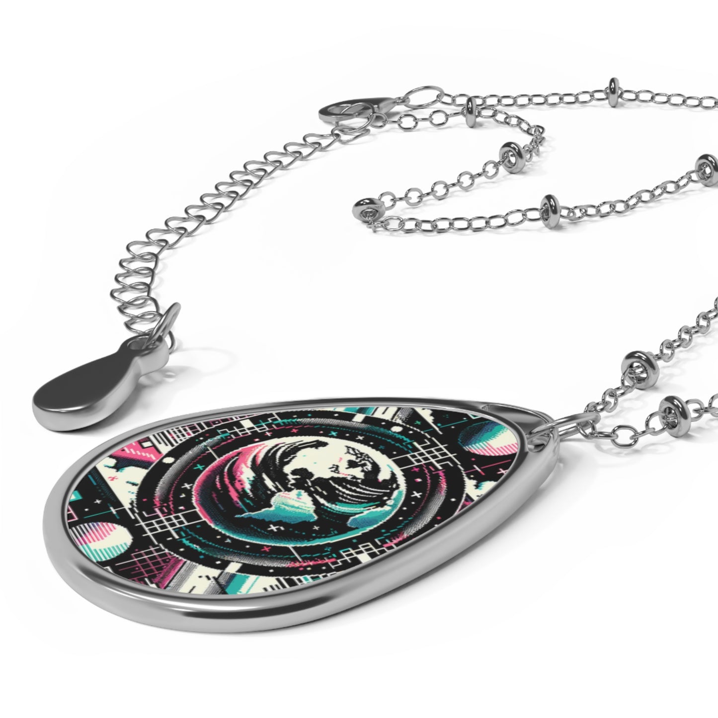 Digital Artistry Digital-native Streetwear Oval Necklace - 8404 Design-62