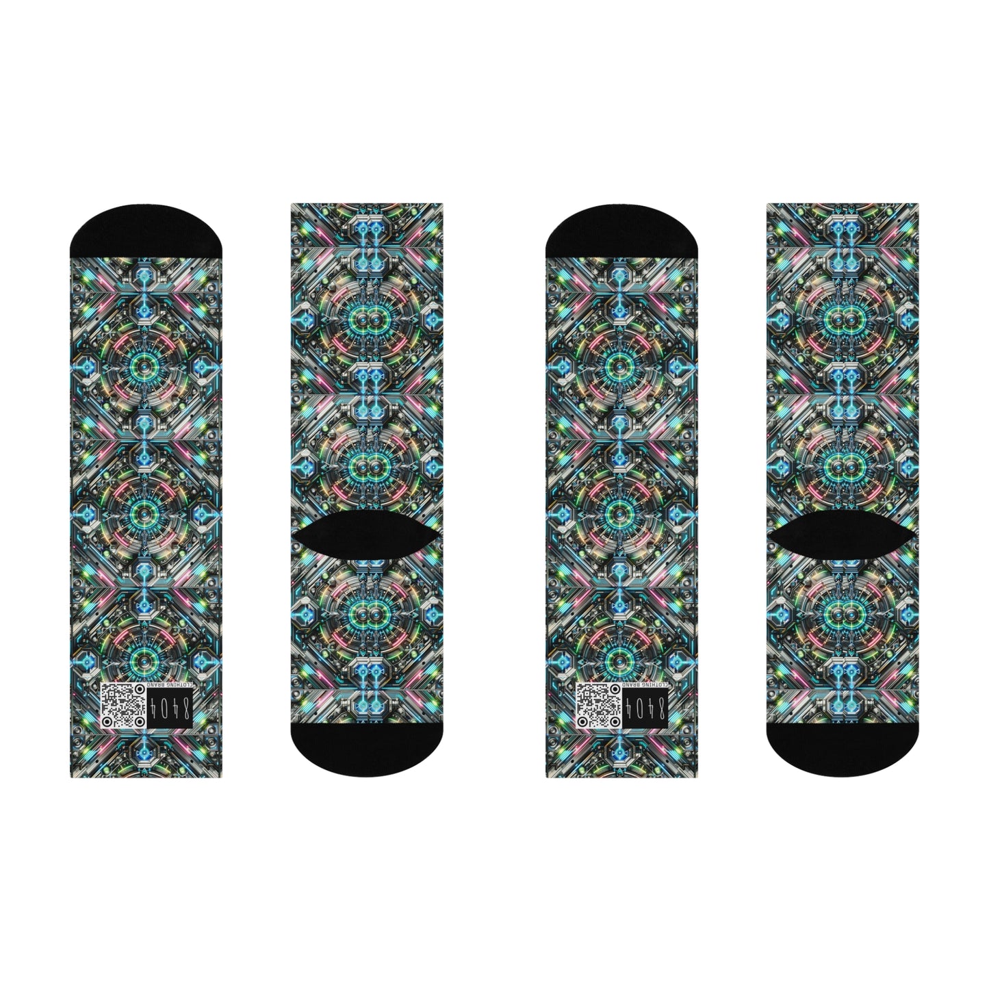 Tech-Infused Futurism Futuristic Tech Cushioned Crew Socks - 8404 Design-53