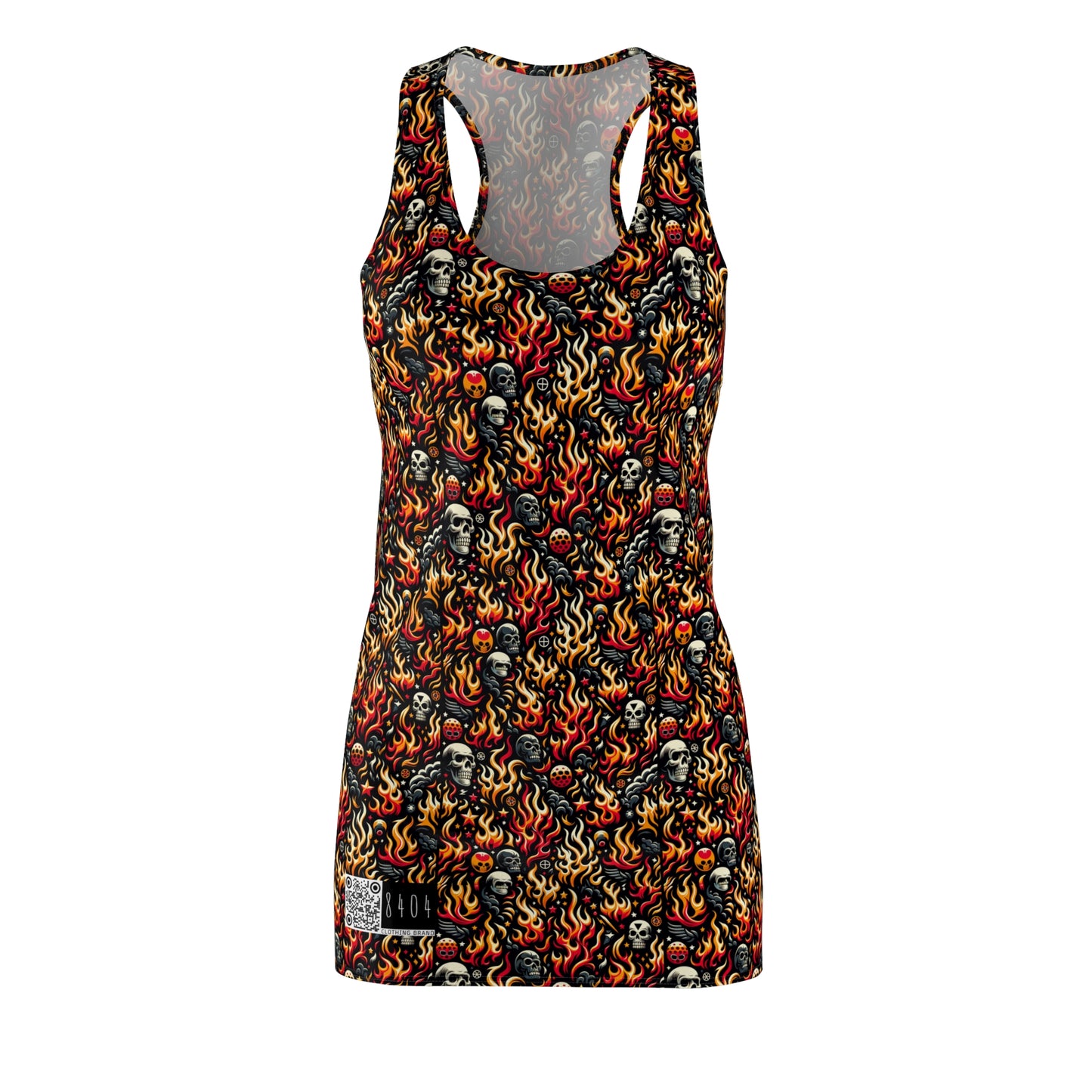 Flame Graphics Maximalist Streetwear Women's Cut & Sew Racerback Dress - 8404 Design-76