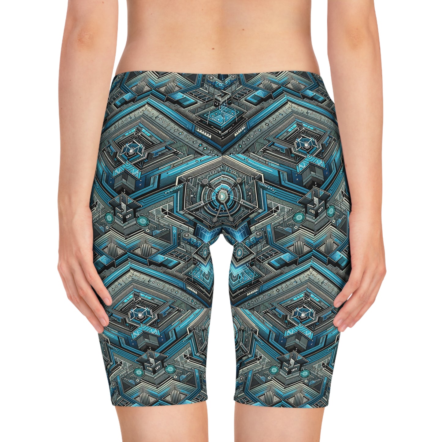 Tech-Infused Futurism Sleek Tech Edge Women's Bike Shorts - 8404 Design-49
