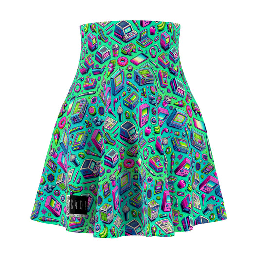 Y2k Revival Nostalgic Futurism Women's Skater Skirt - 8404 Design-48