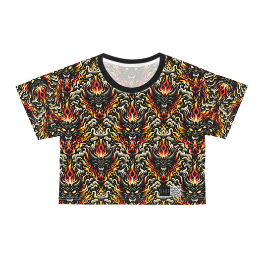 Flame Graphics Maximalist Streetwear Crop Tee - 8404 Design-59