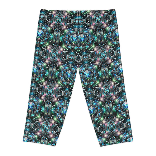 Tech-Infused Futurism Futuristic Tech Women's Capri Leggings - 8404 Design-63