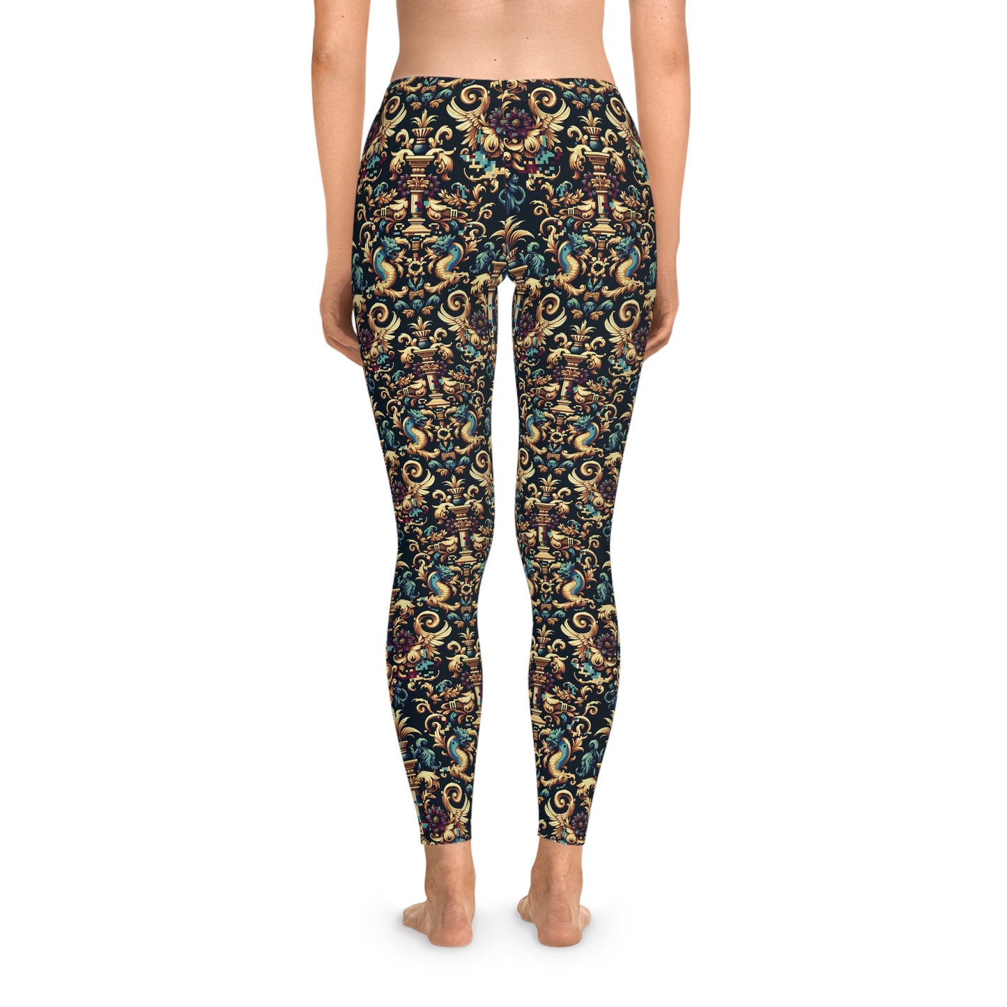 Digital Renaissance Modern Baroque Fusion Stretch Leggings - 8404 Design-57