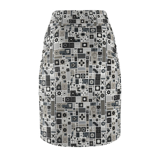 Digital Minimalism Minimalist Tech Women's Pencil Skirt - 8404 Design-45