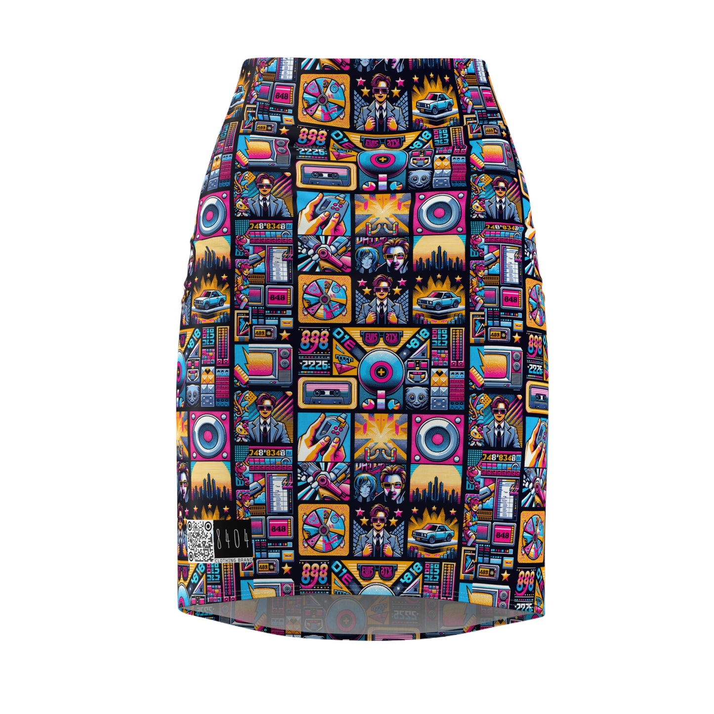 Digital Pop Culture Mashup Maximalist Pop Women's Pencil Skirt - 8404 Design-52