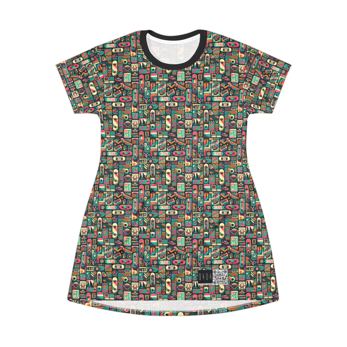 Skate Culture Revival Urban Retro Cool T-Shirt Dress - 8404 Design-61