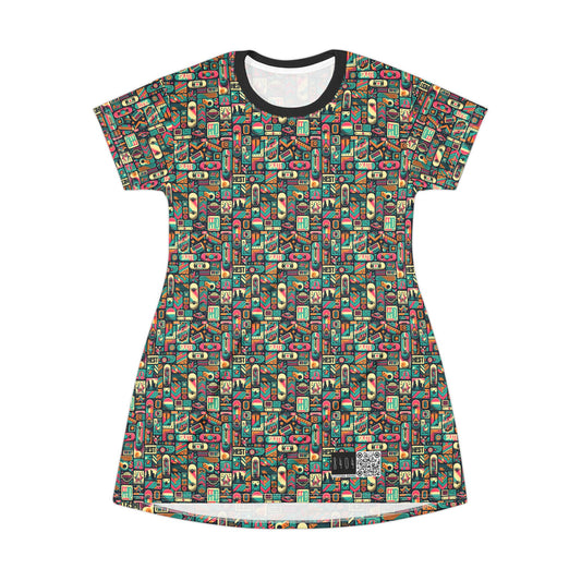 Skate Culture Revival Urban Retro Cool T-Shirt Dress - 8404 Design-61