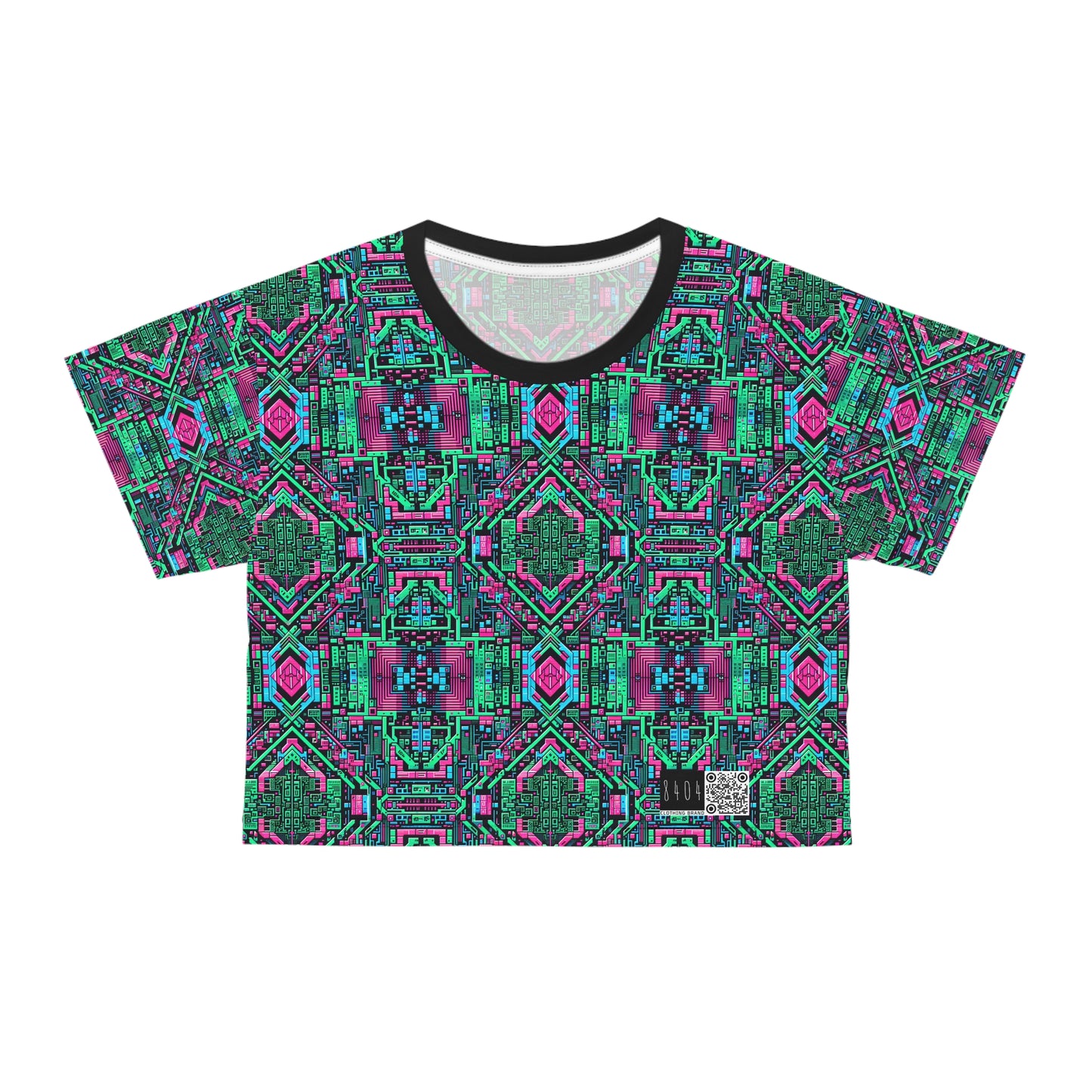 Digital Glitch Vibes Tech-Inspired Streetwear Crop Tee - 8404 Design-71