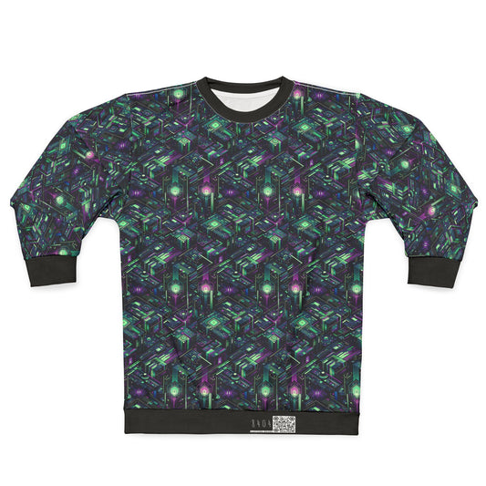 Tech Noir Aesthetics Tech-Forward Urban Dystopia Sweatshirt - 8404 Design-43