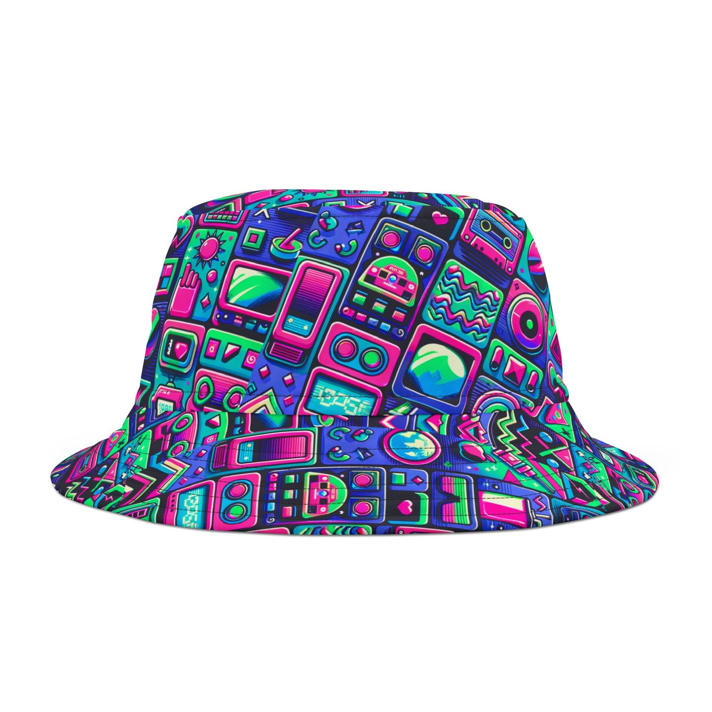 Neon Retro Revival Retro Futurism Bucket Hat - 8404 Design-60