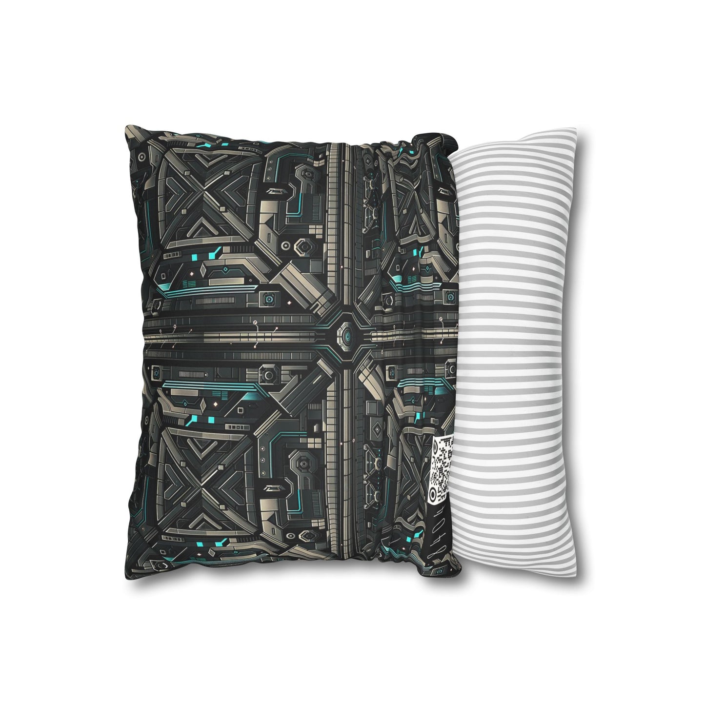 Tech Noir Futuristic Tech Aesthetic with a Dark Twist Faux Suede Square Pillowcase - 8404 Design-59
