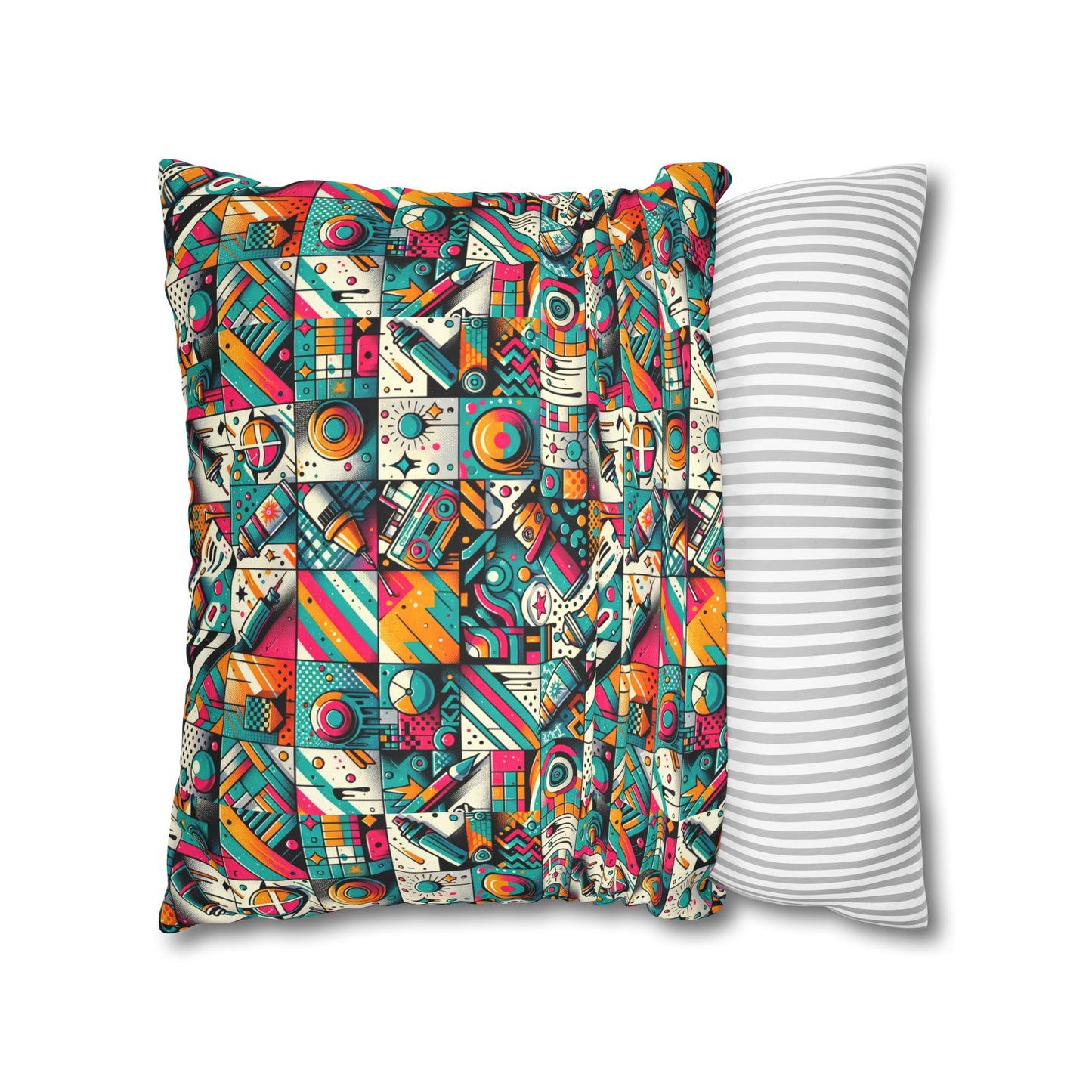 Graffiti Fusion Modern Street Art Fusion Faux Suede Square Pillowcase - 8404 Design-58
