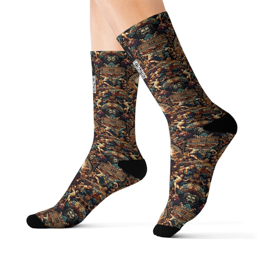 Digital Renaissance Luxurious Streetwear Inspired By Classical Art With a Modern Twist Sublimation Socks - 8404 Design-64