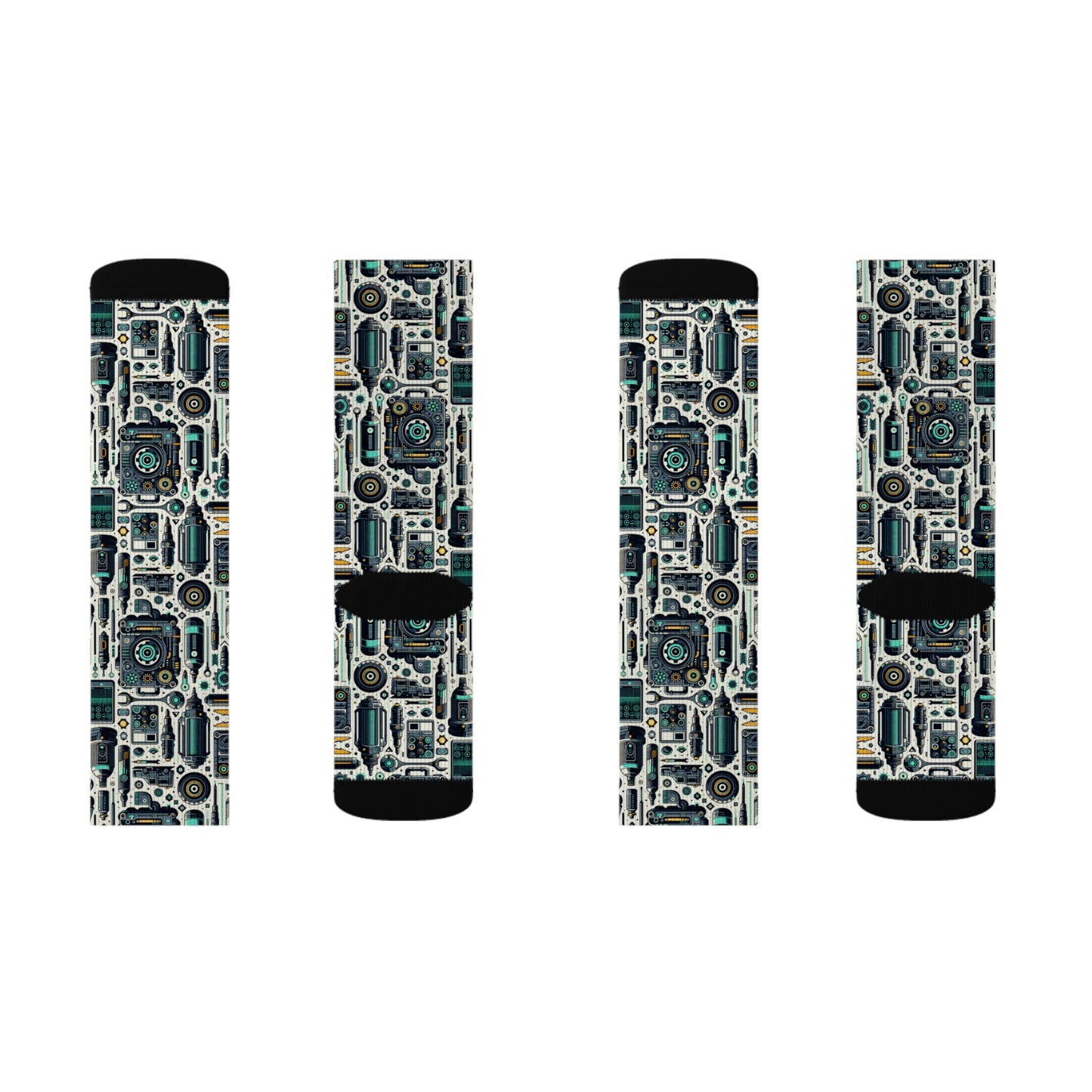 Tech Utility Fusion Modern Tech Streetwear Sublimation Socks - 8404 Design-53